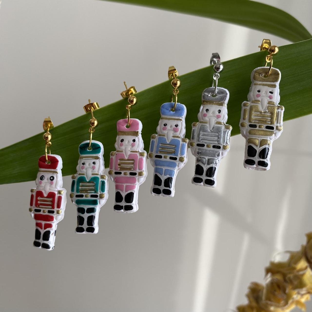 Made To Order Silver Nutcracker Polymer Clay Dangle - Image 4