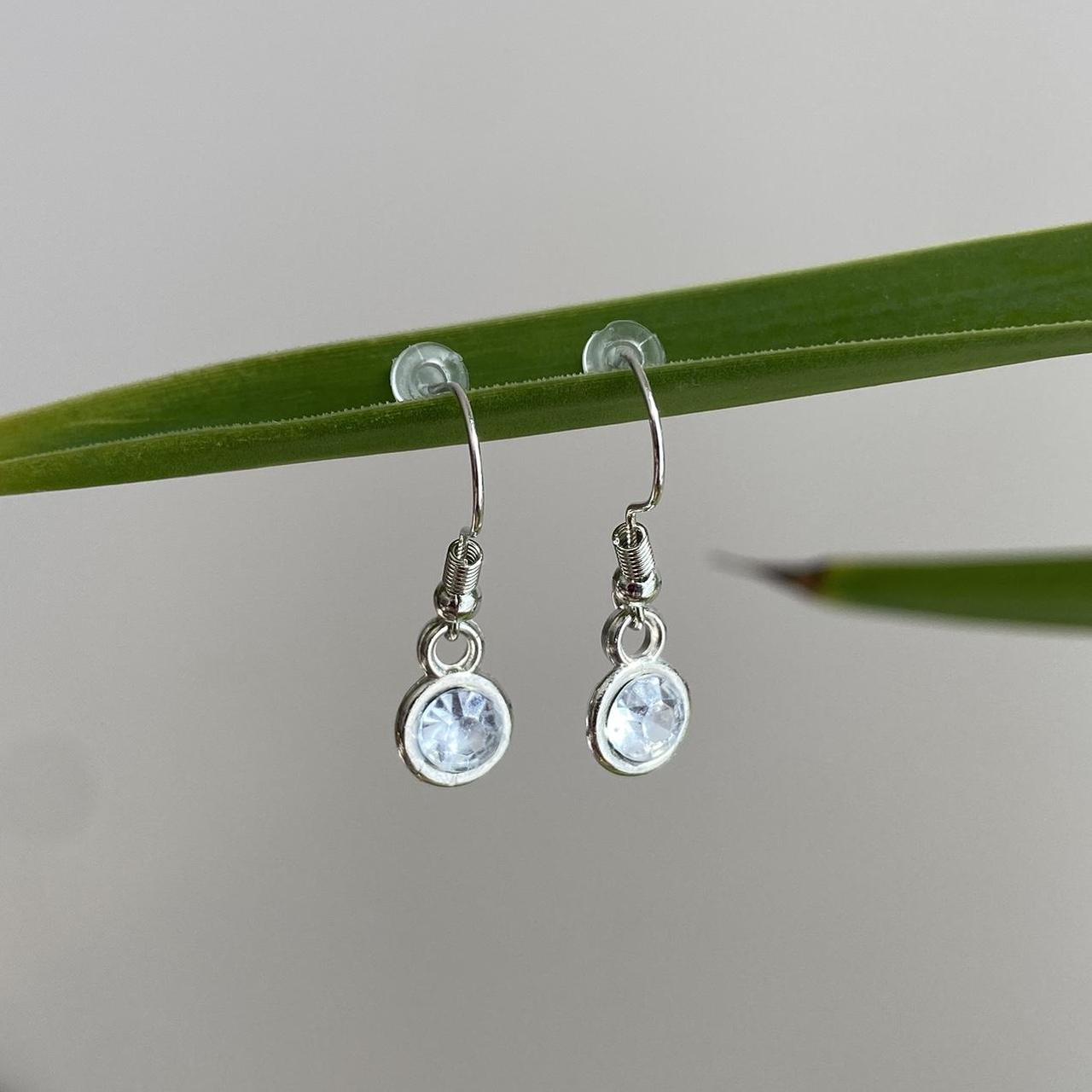 Crystal Clear Gem Dangle Earrings Silver Accents