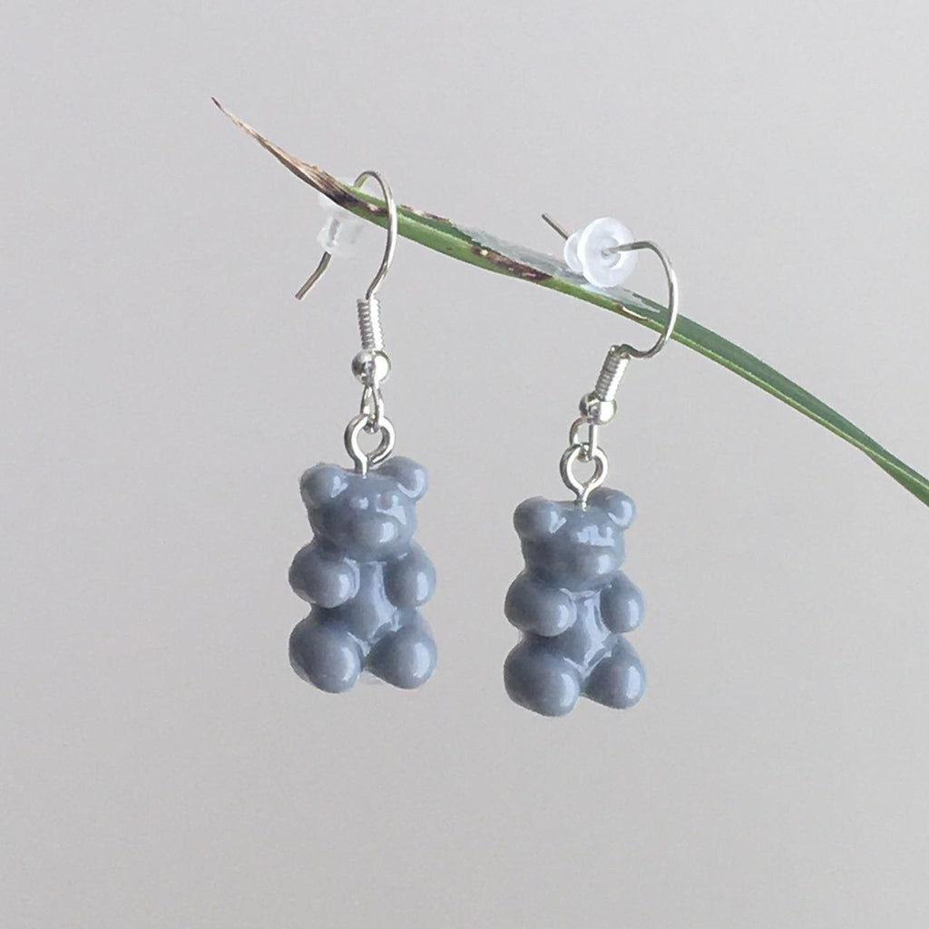 Cute Hand Made Resin Grey Gummy Bear Drop Dangle