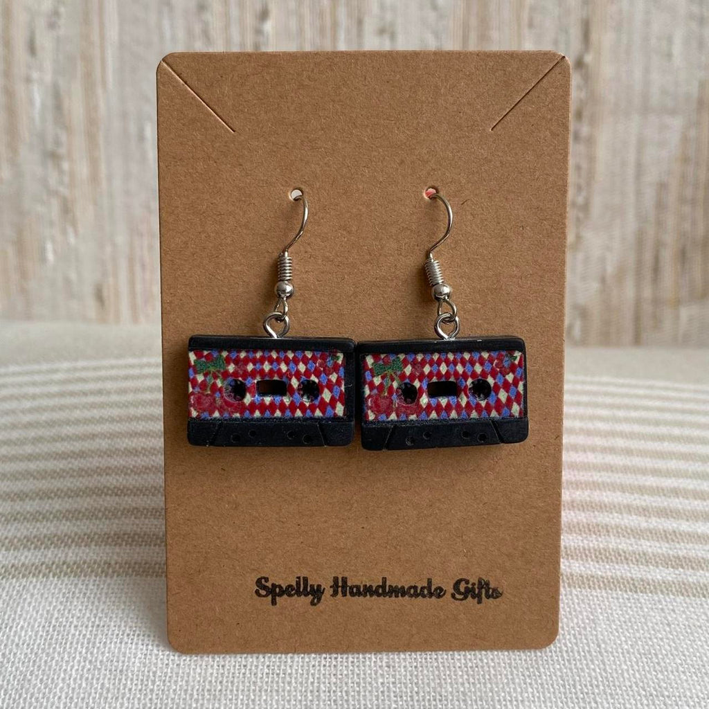 Black Vintage Music Cassette Tape Dangle Earrings - Image 5