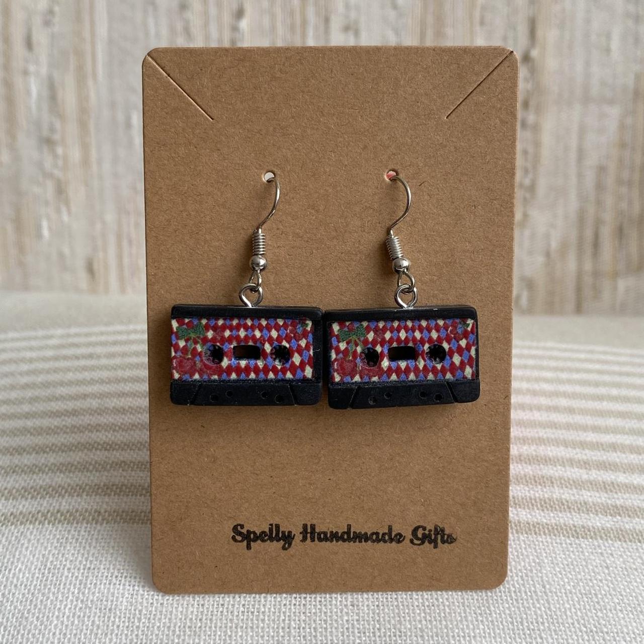 Black Vintage Music Cassette Tape Dangle Earrings - Image 5