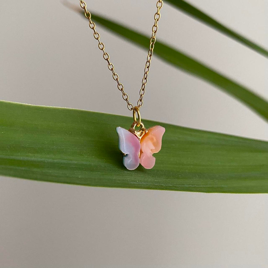 Purple And Pink Butterfly Pendant Chain Necklace - Image 5