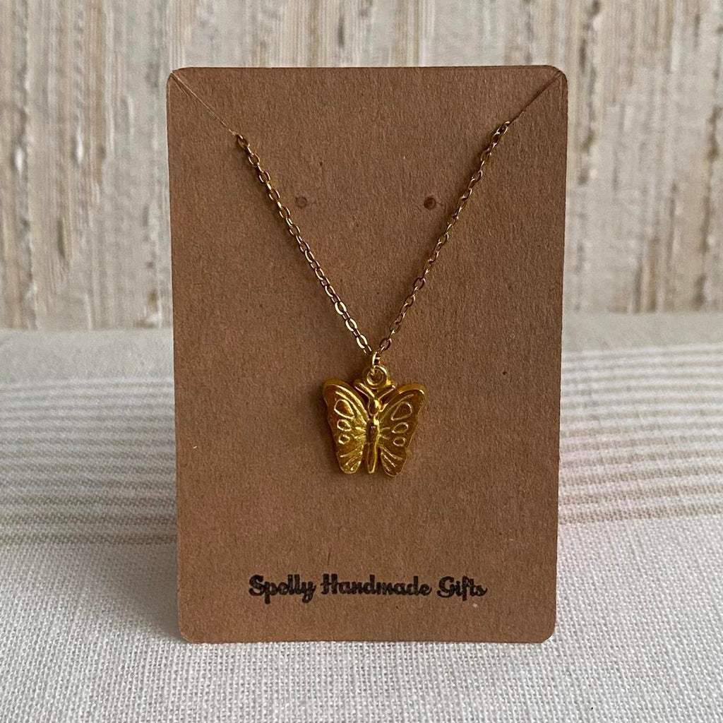 Butterfly Gold Pendant Chain Necklace 18 Karat - Image 5