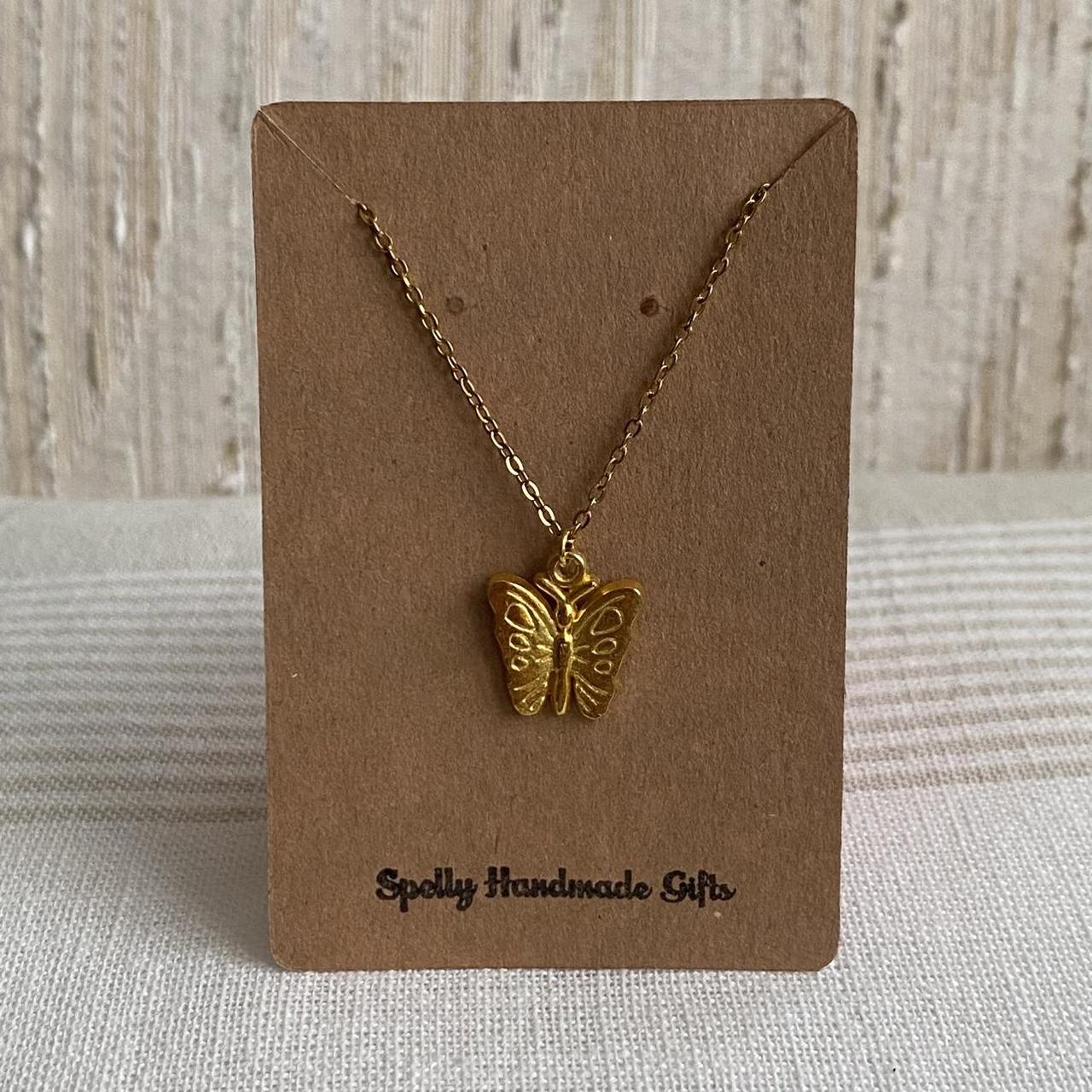 Butterfly Gold Pendant Chain Necklace 18 Karat - Image 5
