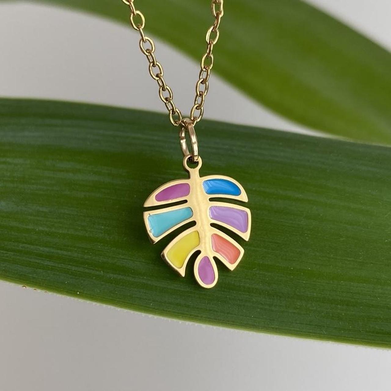 18 Karat Gold Plated Multi Coloured Enamel Tropical