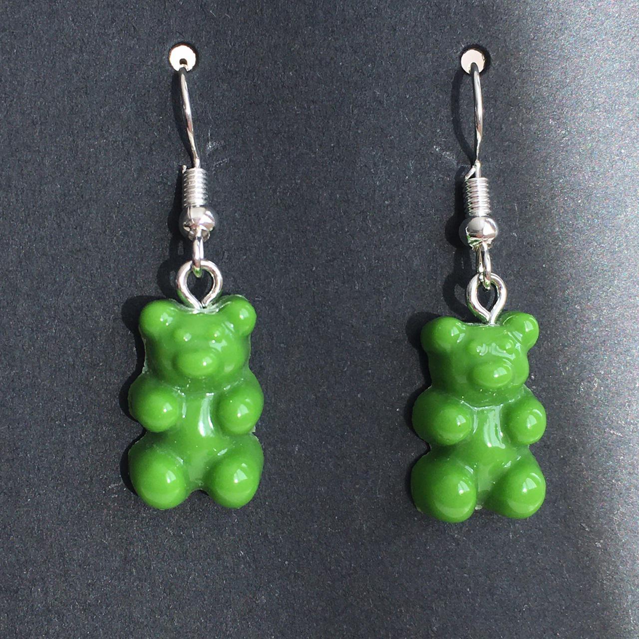 Cute Hand Made Resin Green Gummy Bear Drop Dangle - Image 3