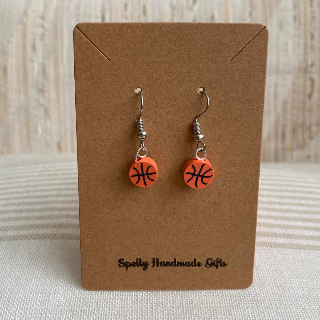 Basketball Polymer Clay Dangle Earrings With Silver - Image 4