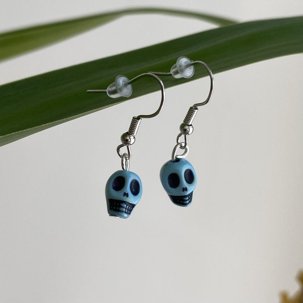 Cinco De Mayo Light Blue And Black Skull Dangle - Image 2