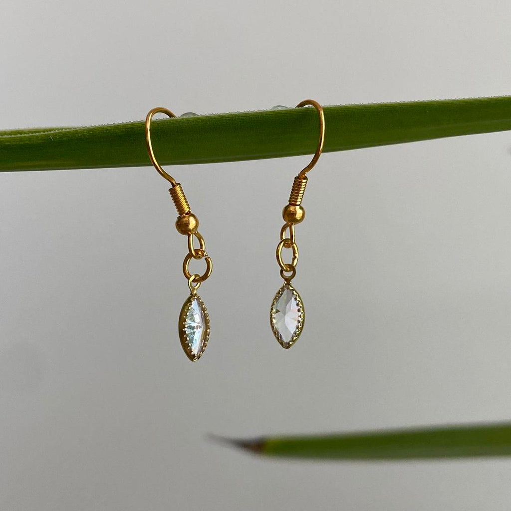 Marquise Diamond Gold Dangle Earrings Hand Made