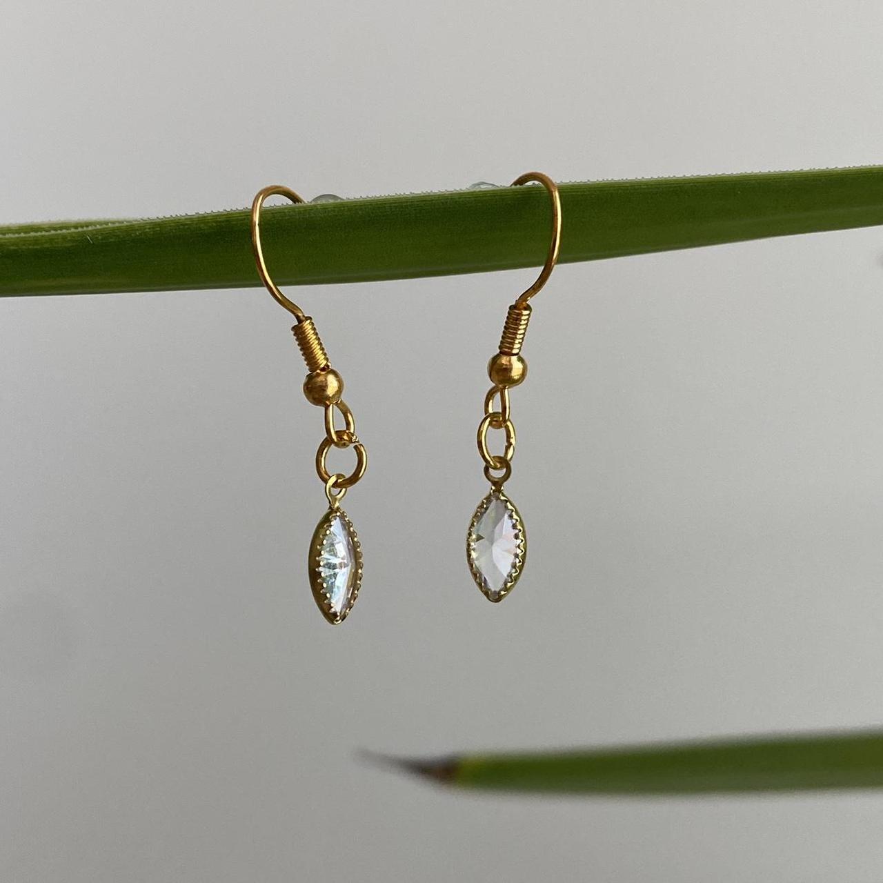Marquise Diamond Gold Dangle Earrings Hand Made
