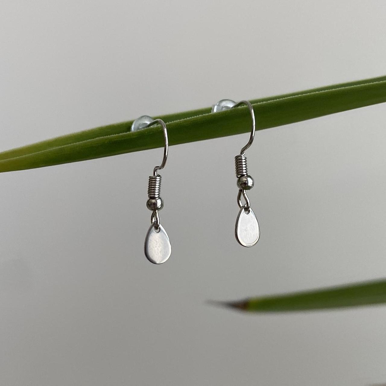Petite Minimalist Silver Teardrop Dangle - Image 2