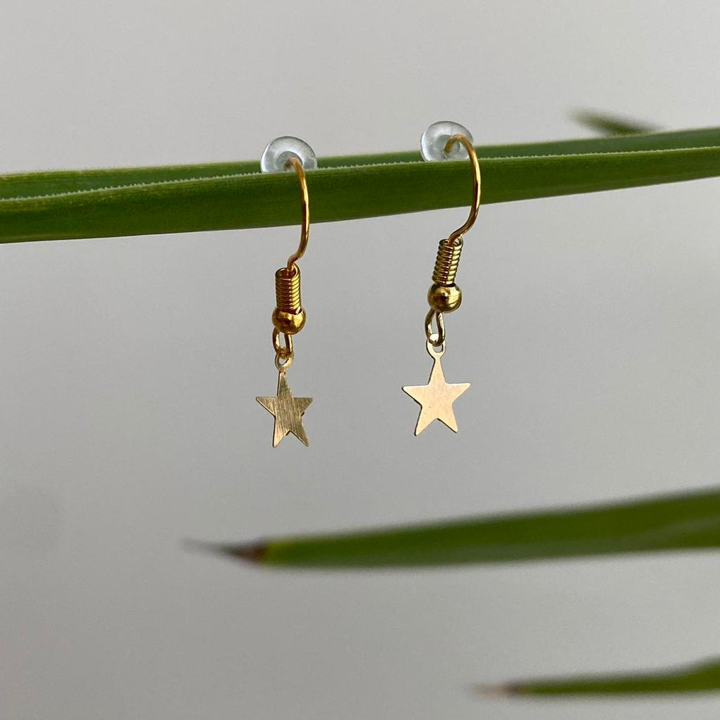 Petite Minimalist Gold Star Dangle Earrings Also - Image 4