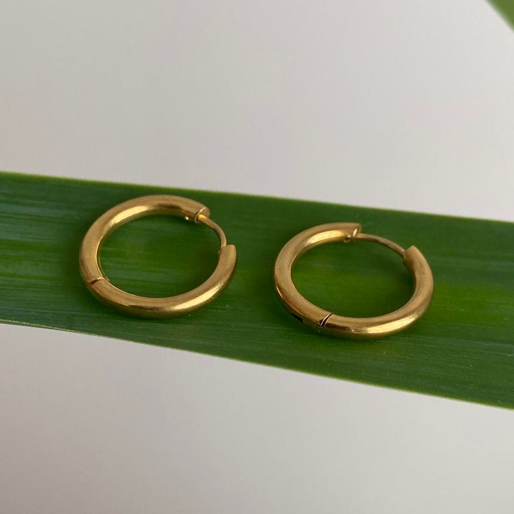 Medium Size Gold Hoop Earrings Also Available In - Image 4