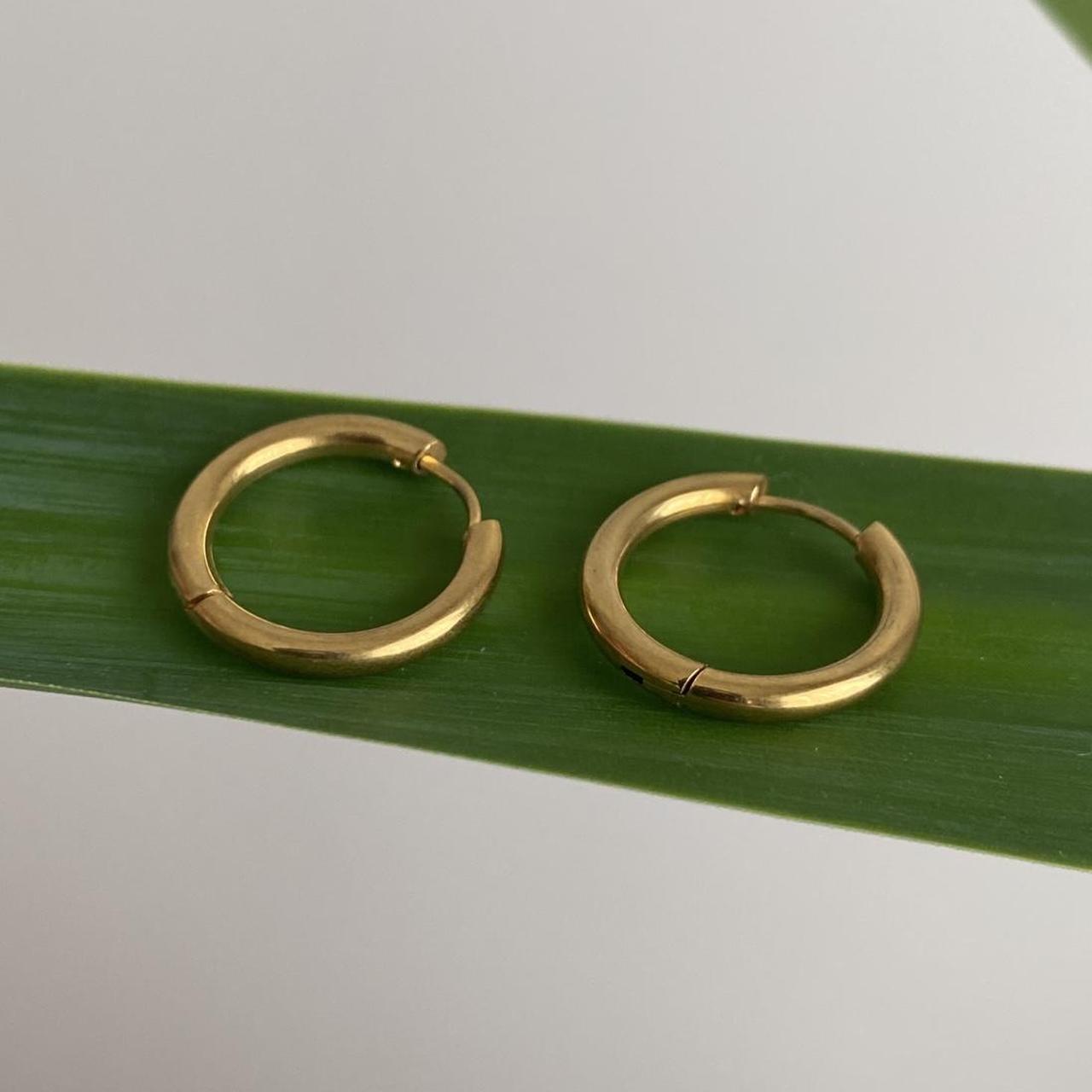 Medium Size Gold Hoop Earrings Also Available In - Image 4