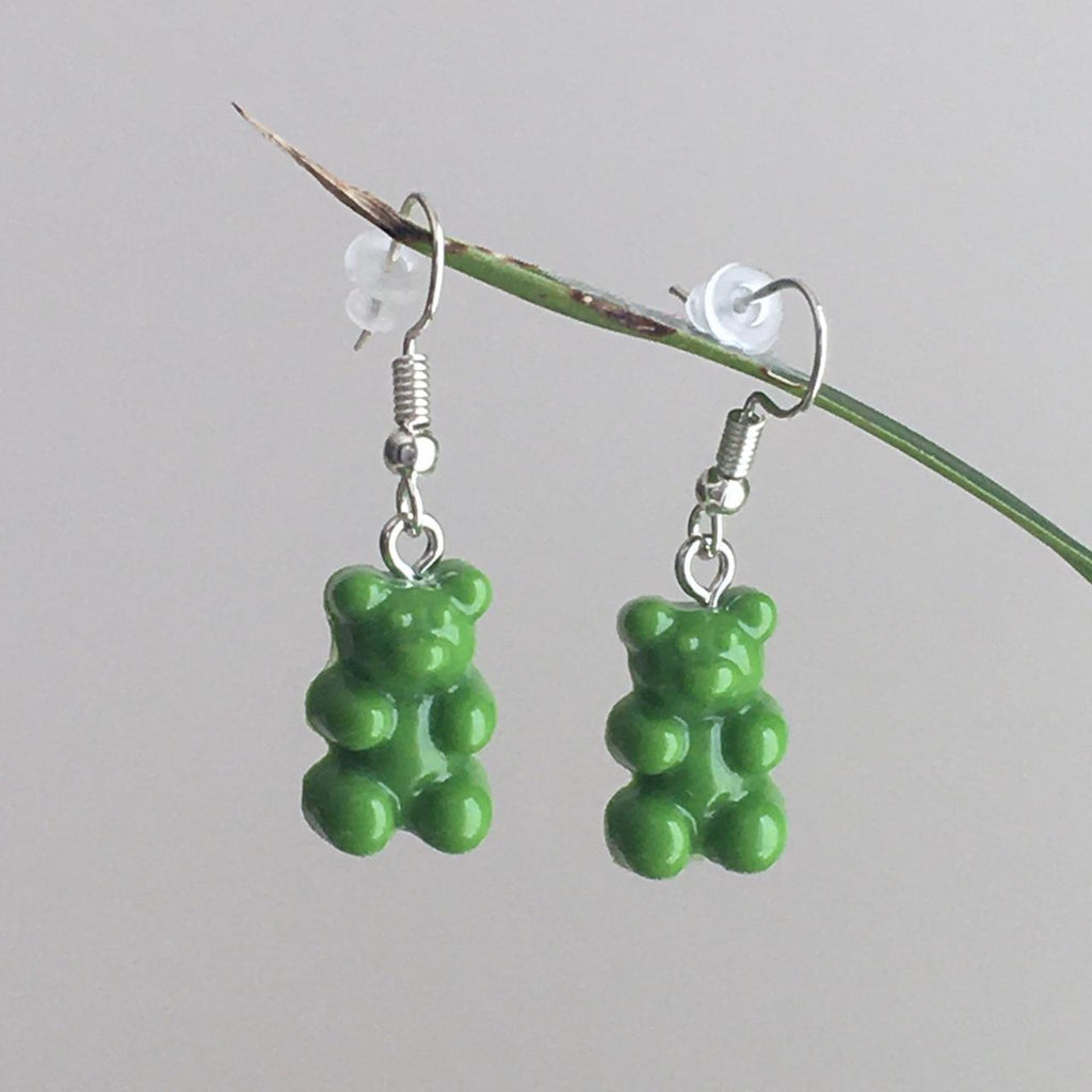Cute Hand Made Resin Green Gummy Bear Drop Dangle