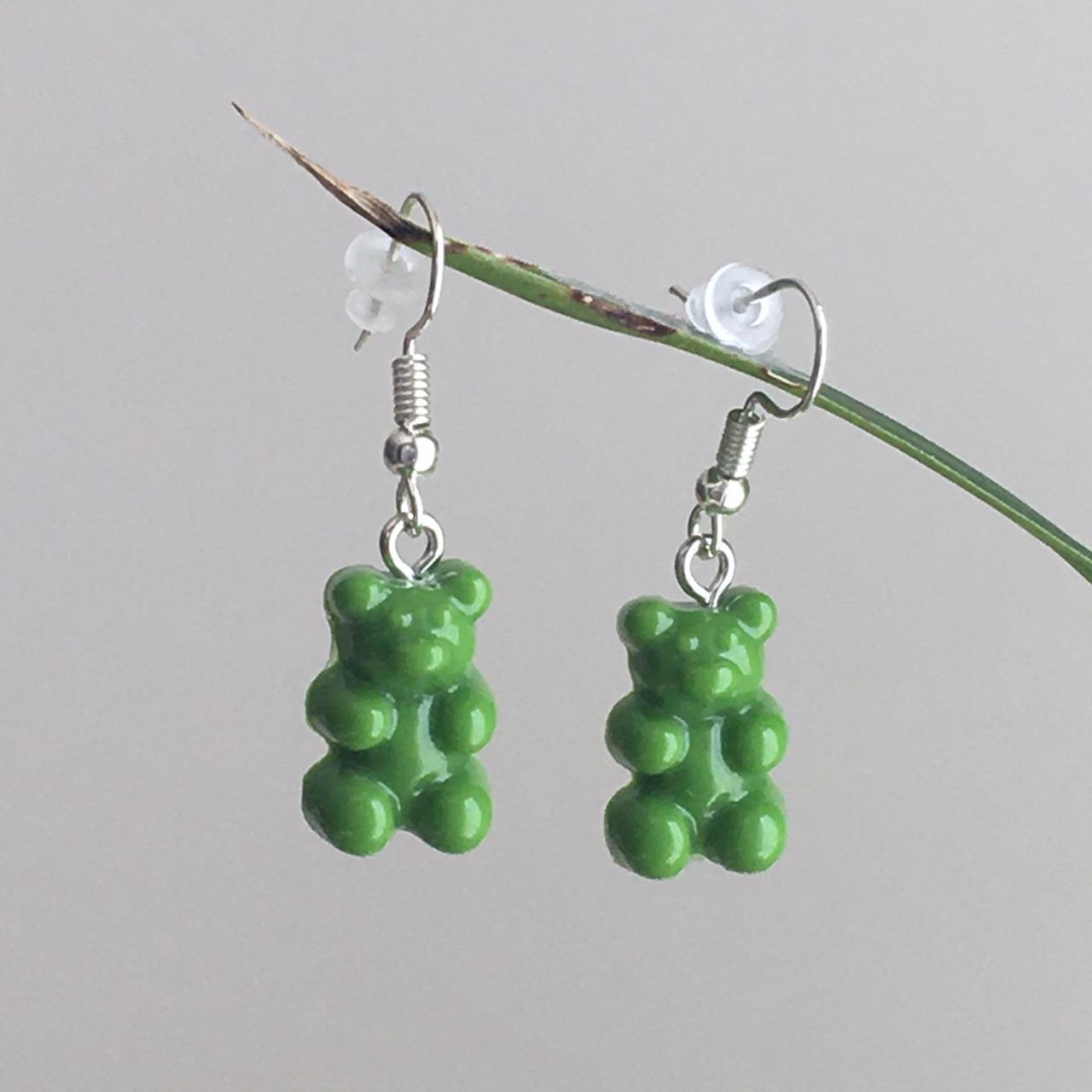 Cute Hand Made Resin Green Gummy Bear Drop Dangle