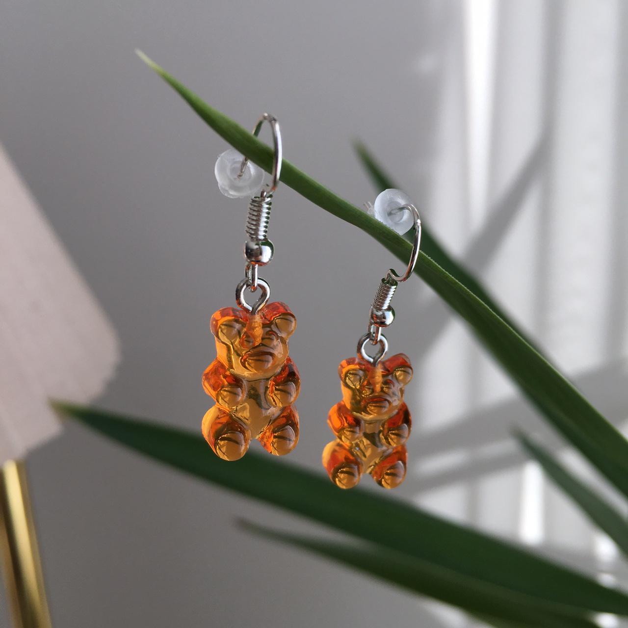 Cute Hand Made Resin Translucent Orange Gummy Bear - Image 4