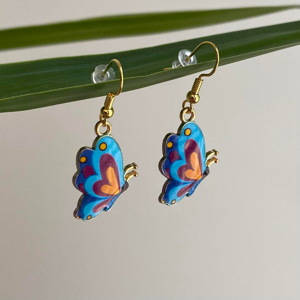 Blue Orange Purple Butterfly Enamel Dangle - Image 2