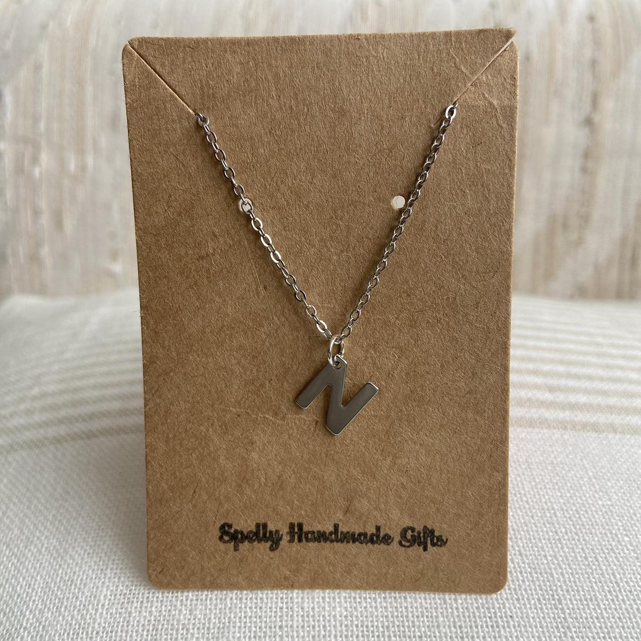 Silver Letter N Initial Pendant Chain Necklace - Image 3