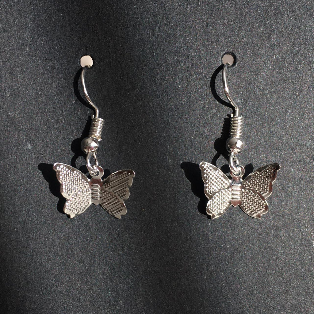 Simple Silver Butterfly Drop Dangle Earrings Also - Image 3