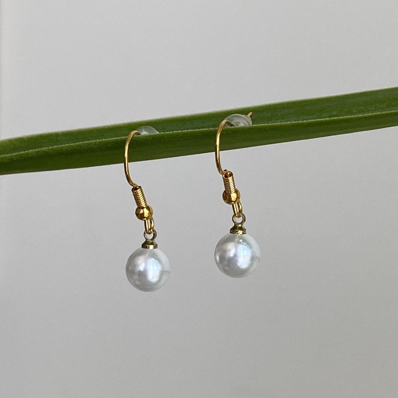 Pearl Dangle Earrings Matching Necklace Also - Image 2