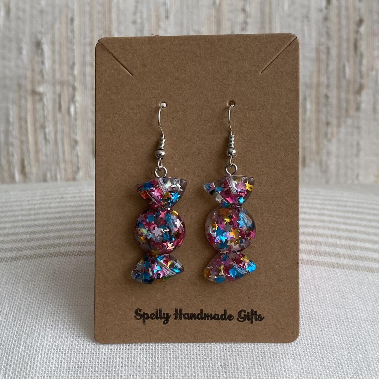 Sparkly Resin Rainbow Candy Dangle Earrings With - Image 3