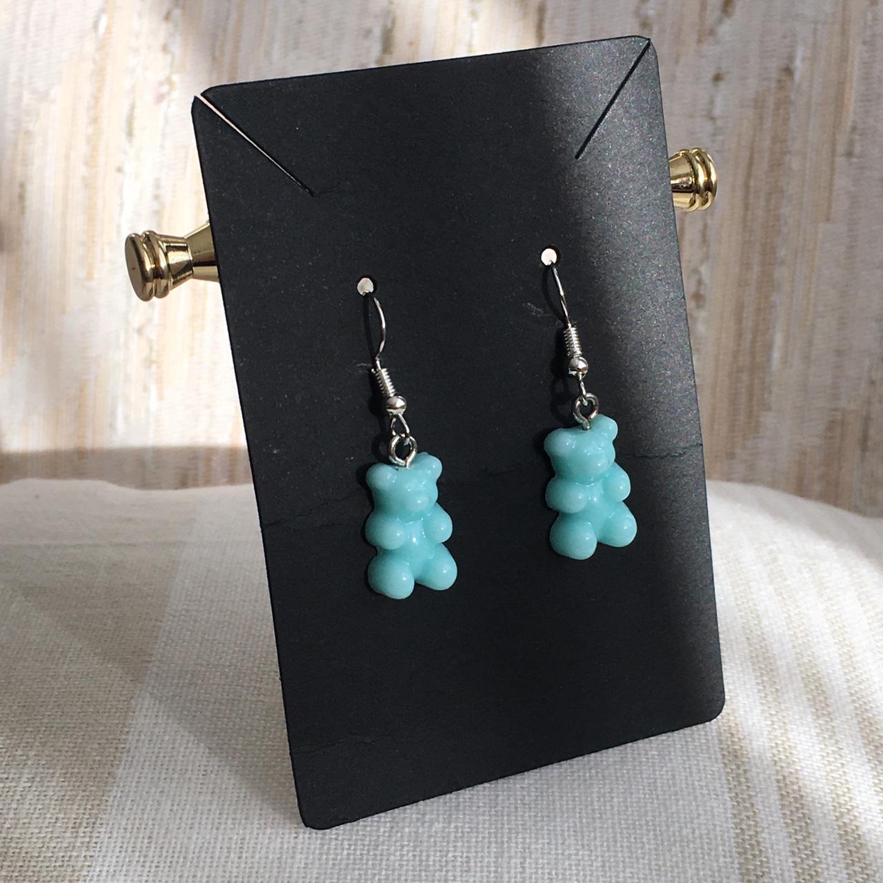 Cute Hand Made Resin Blue Turquoise Gummy Bear Drop - Image 3