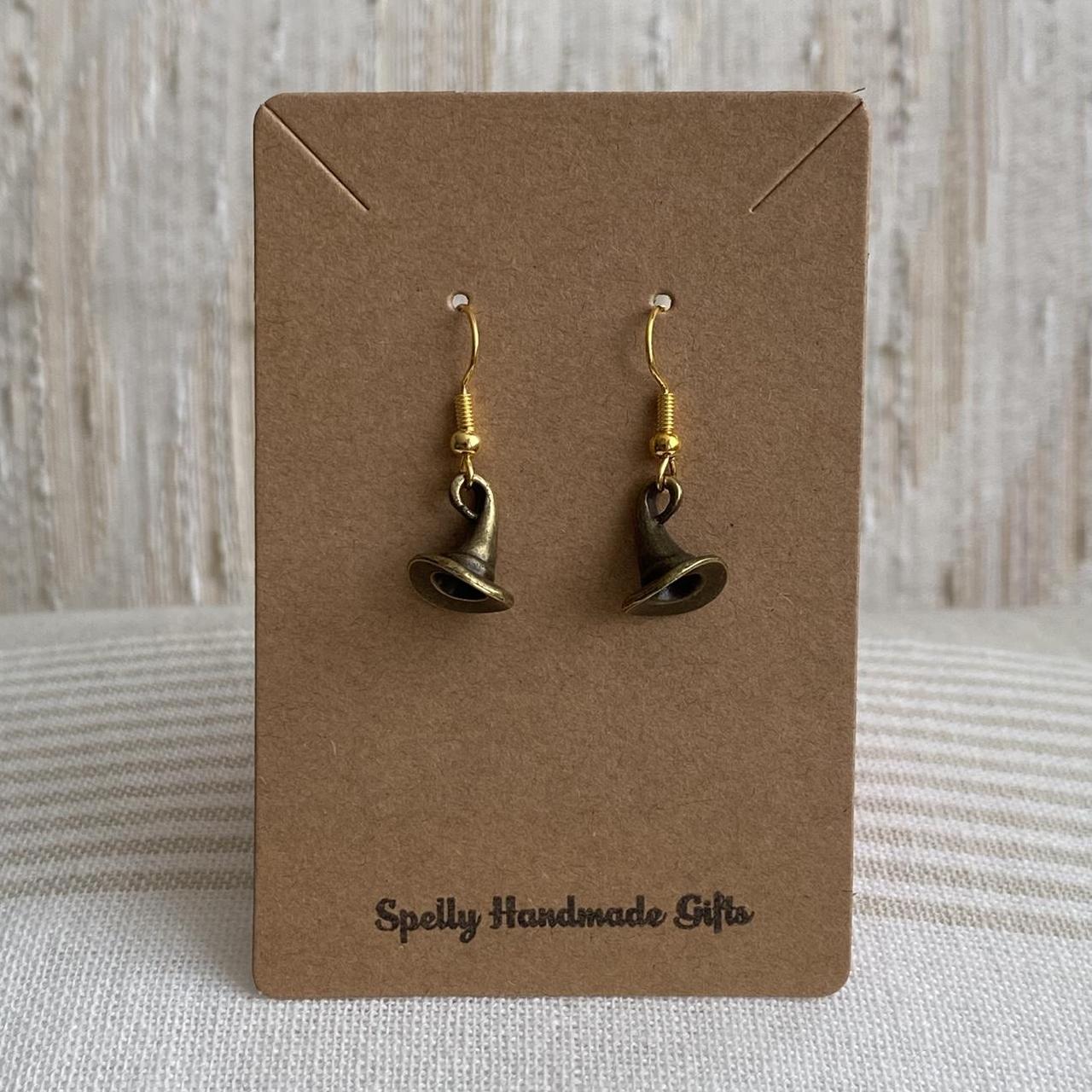 Witch Hat Dangle Earrings With Gold Accents Hand - Image 2