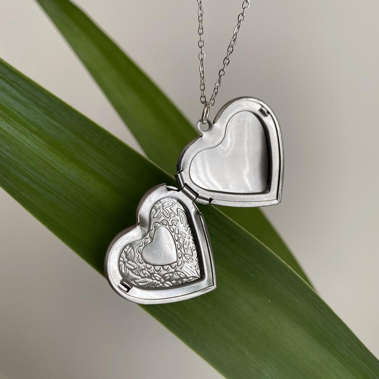 Silver Heart Locket Pendant Chain Necklace 100