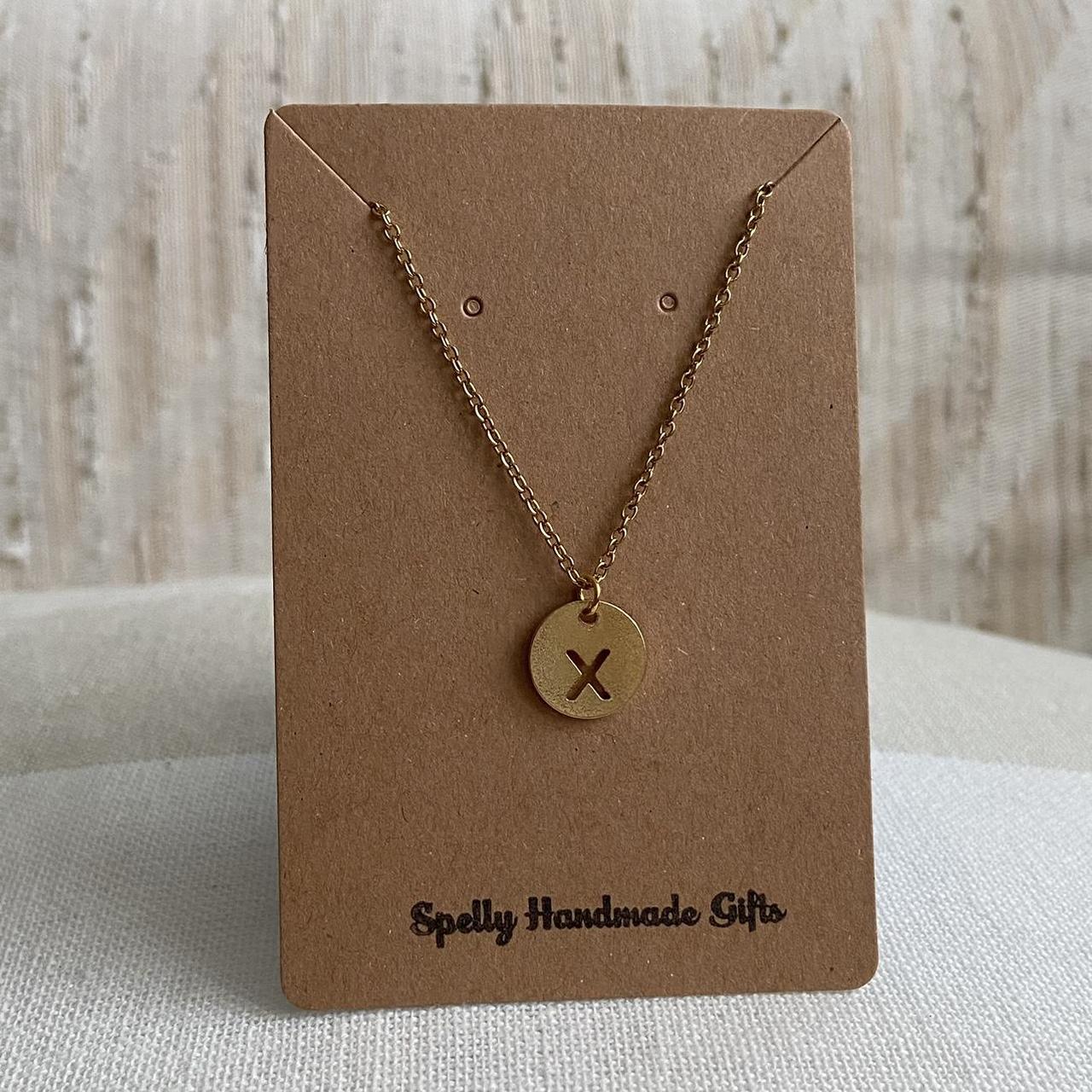 Circle Stamped Gold Letter X Initial Pendant Chain - Image 4
