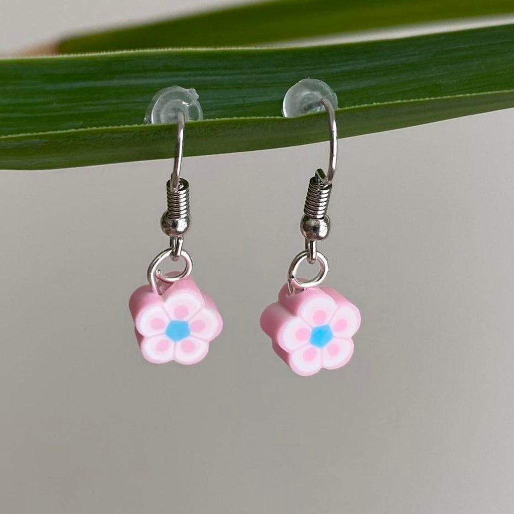 Light Pink Tropical Flower Polymer Clay Dangle