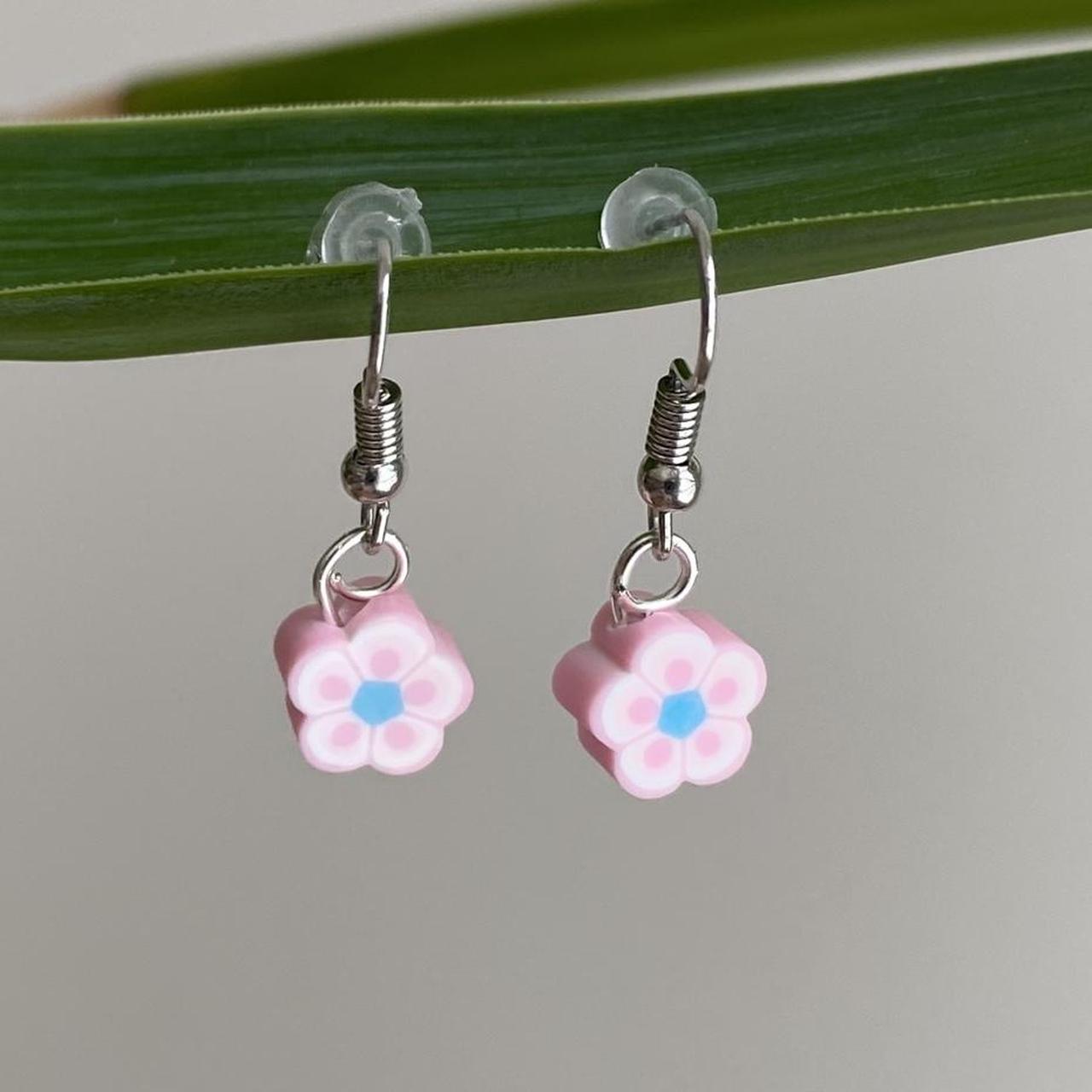 Light Pink Tropical Flower Polymer Clay Dangle