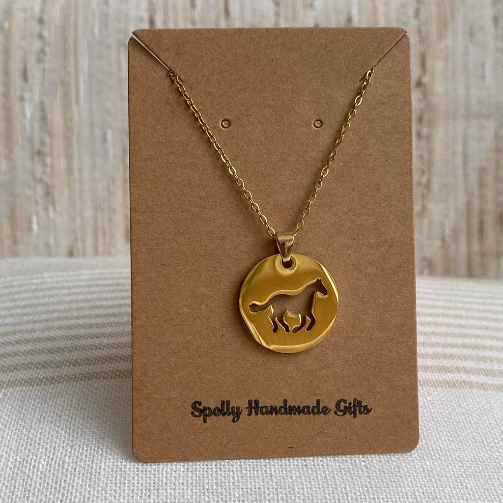 Gold Circle Cutout Horse Pendant Chain Necklace - Image 6