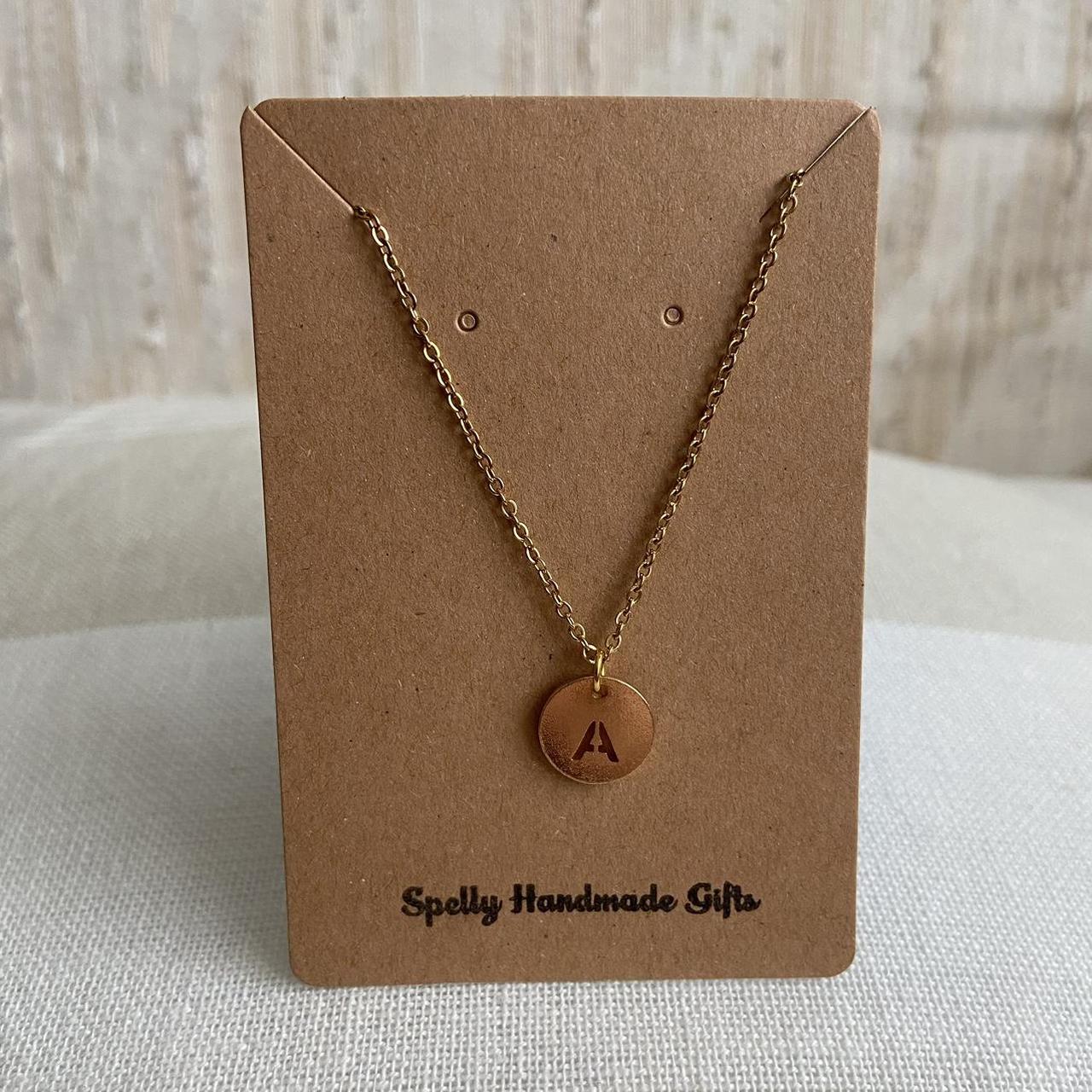 Circle Stamped Gold Letter A Initial Pendant Chain - Image 4