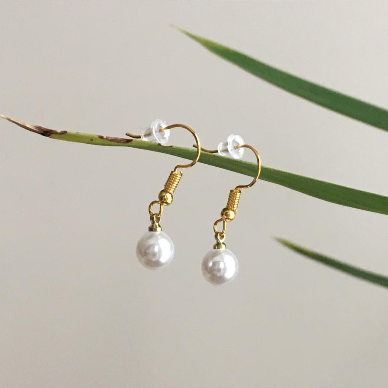 Pearl Dangle Earrings Hand Made Pendant Dangle - Image 3
