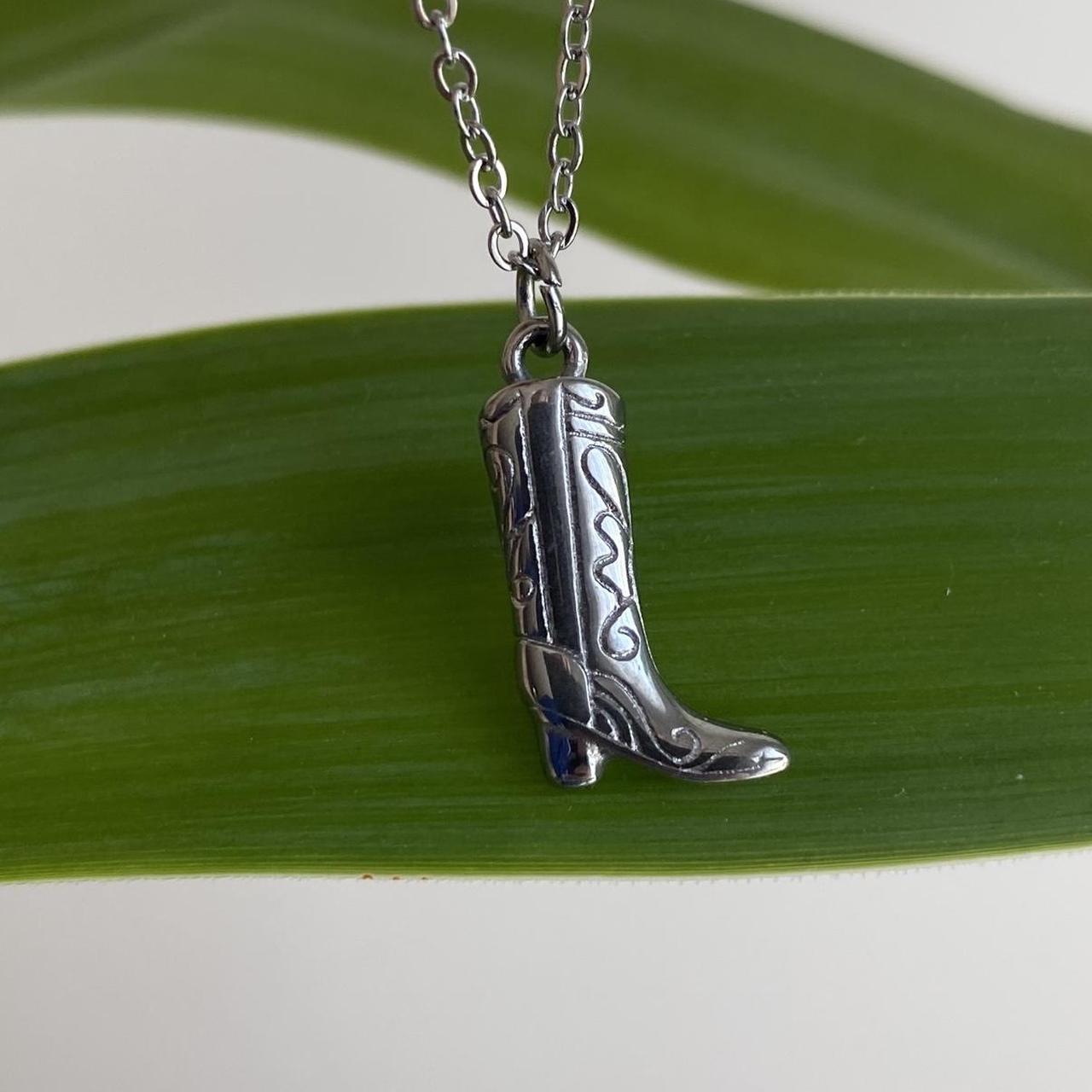 Silver Cowgirl Boot Pendant Chain Necklace Also - Image 6