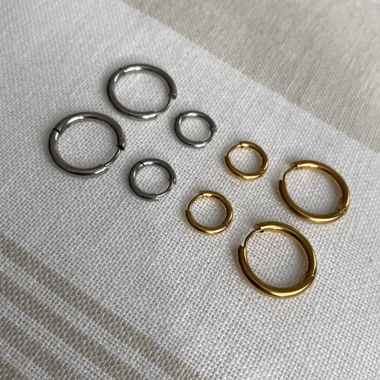 Medium Size Silver Hoop Earrings Also Available In - Image 7