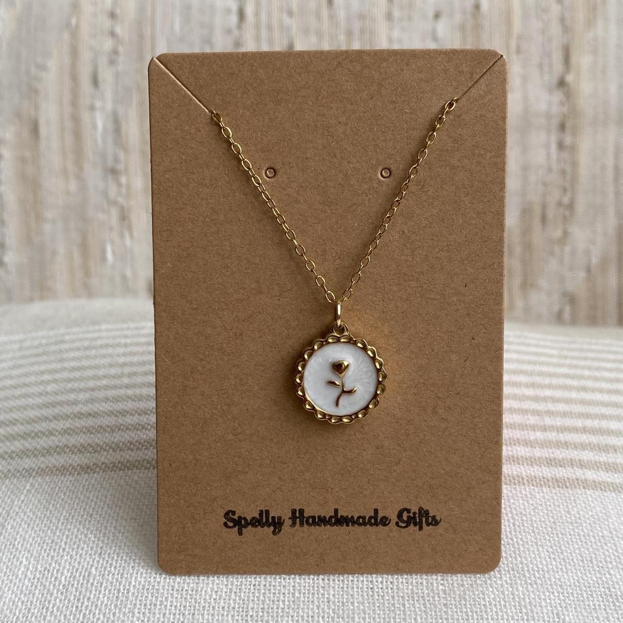 18 Karat Gold Plated White Enamel Vintage Style Rose - Image 5