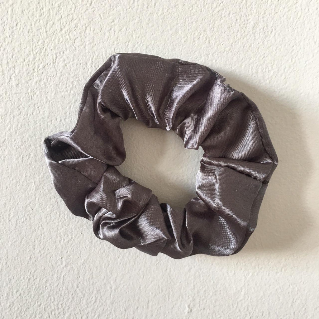 Dark Grey Silver Satin Scrunchie Instant Buy