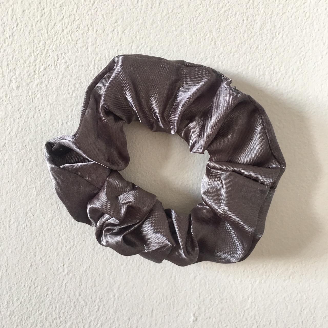 Dark Grey Silver Satin Scrunchie Instant Buy