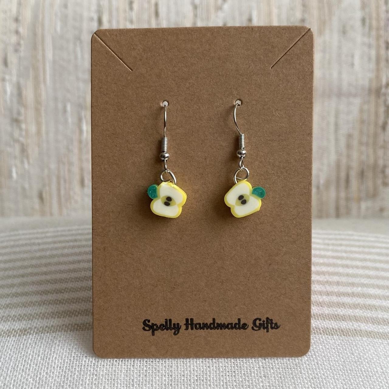 Yellow Sliced Apple Fruit Polymer Clay Dangle - Image 3
