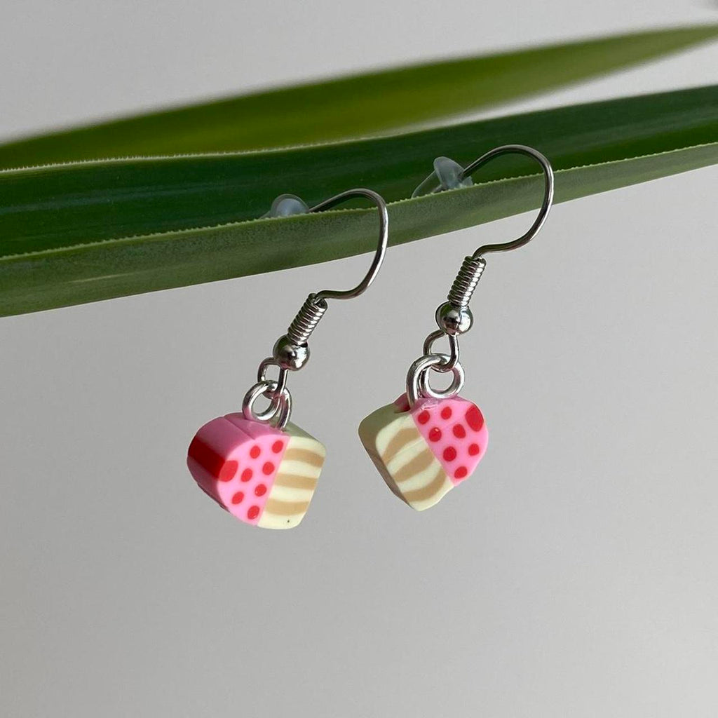 Pink Strawberry Cupcake Polymer Clay Dangle Earrings - Image 2