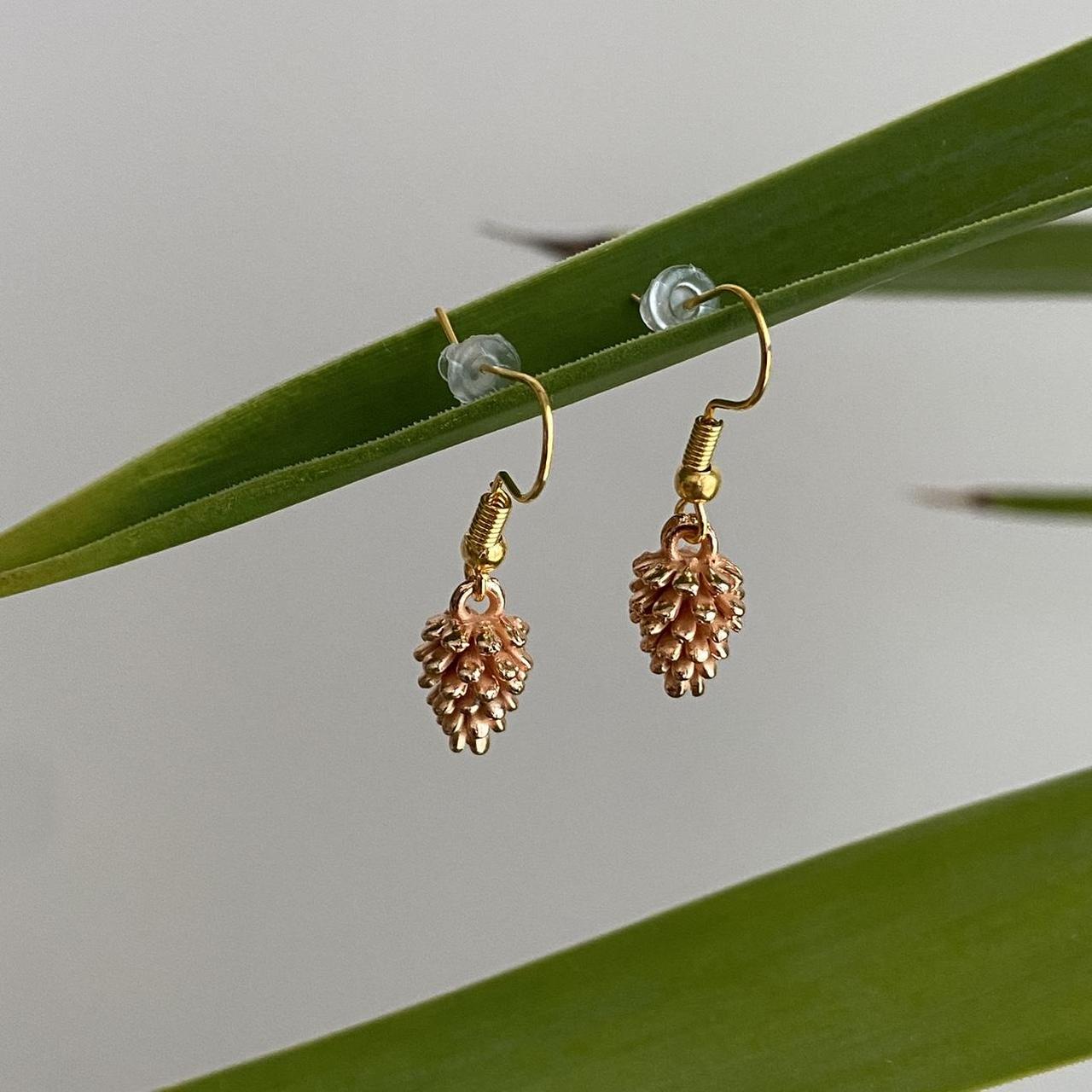 Rose Gold Pinecone Dangle Earrings Also Comes In - Image 2
