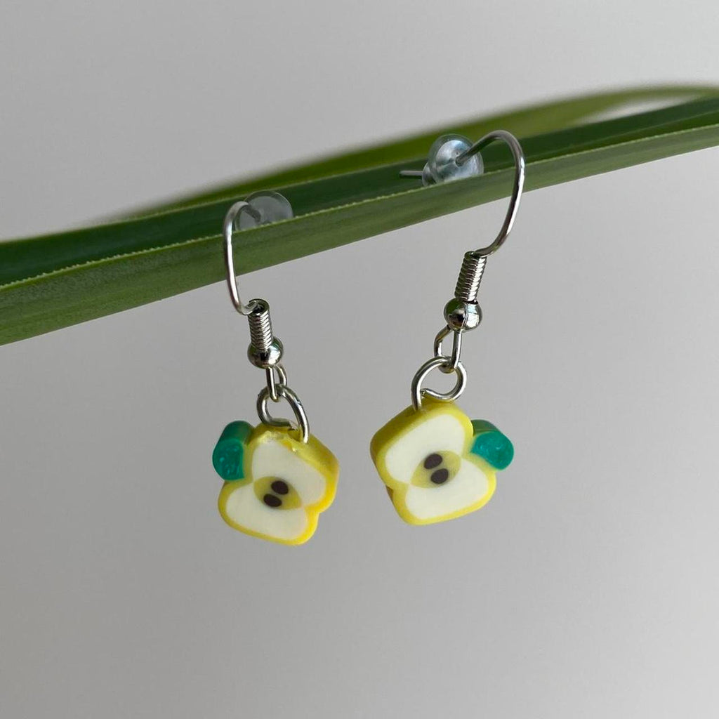 Yellow Sliced Apple Fruit Polymer Clay Dangle - Image 4