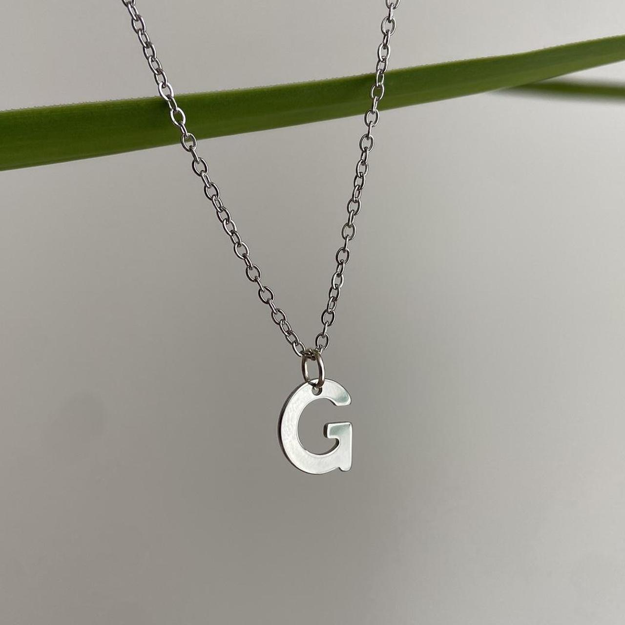 Silver Letter G Initial Pendant Chain Necklace