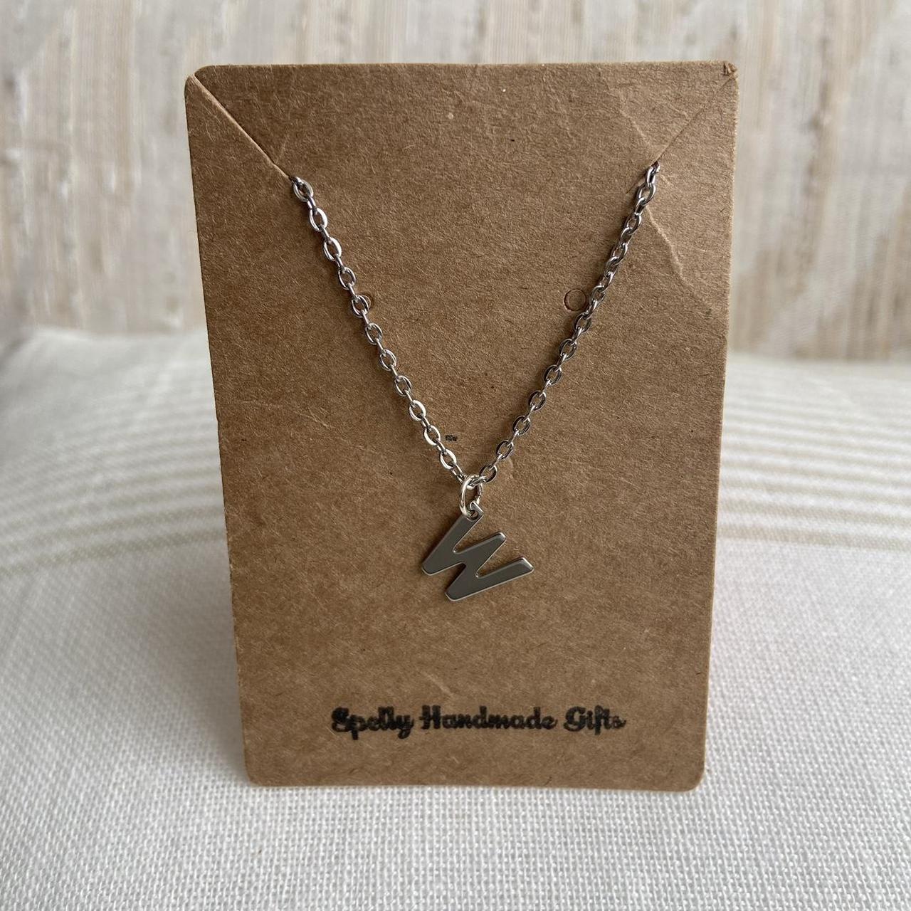 Silver Letter W Initial Pendant Chain Necklace - Image 3