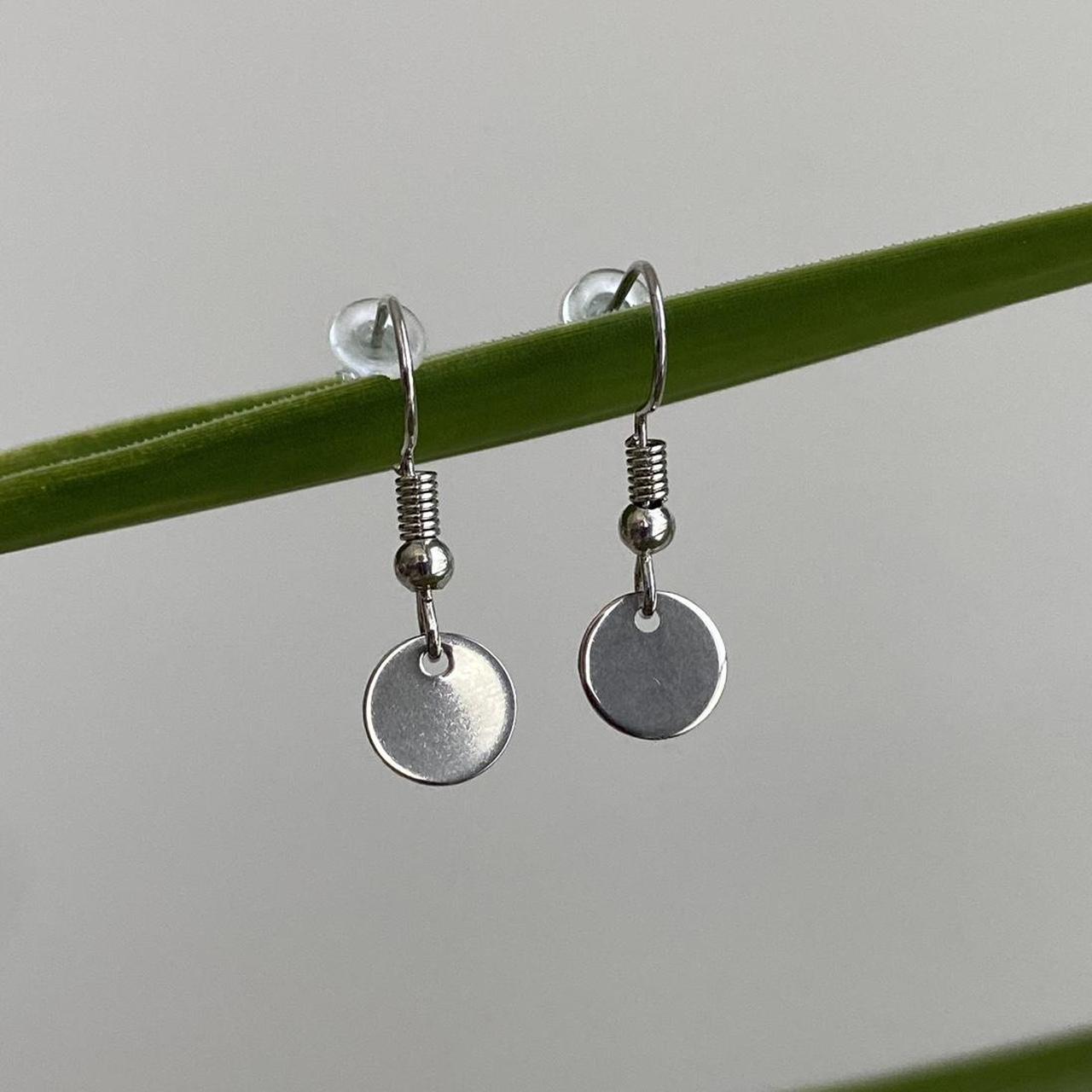 Silver Minimalist Circle Dangle Earrings 100 - Image 2