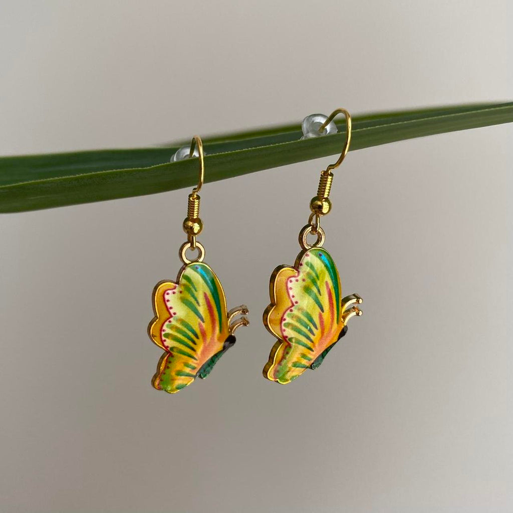 Yellow Green Orange Butterfly Enamel Dangle - Image 4