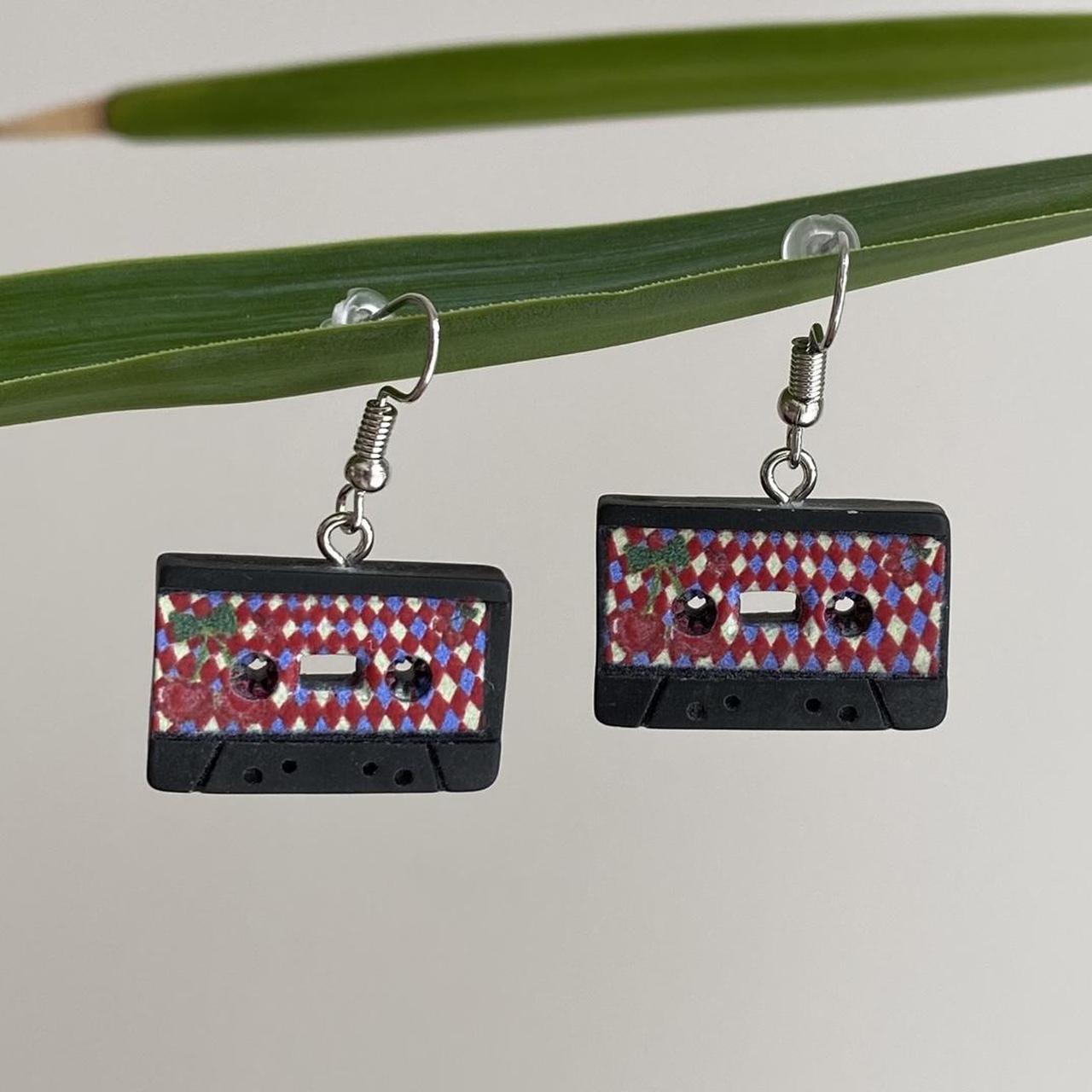 Black Vintage Music Cassette Tape Dangle Earrings