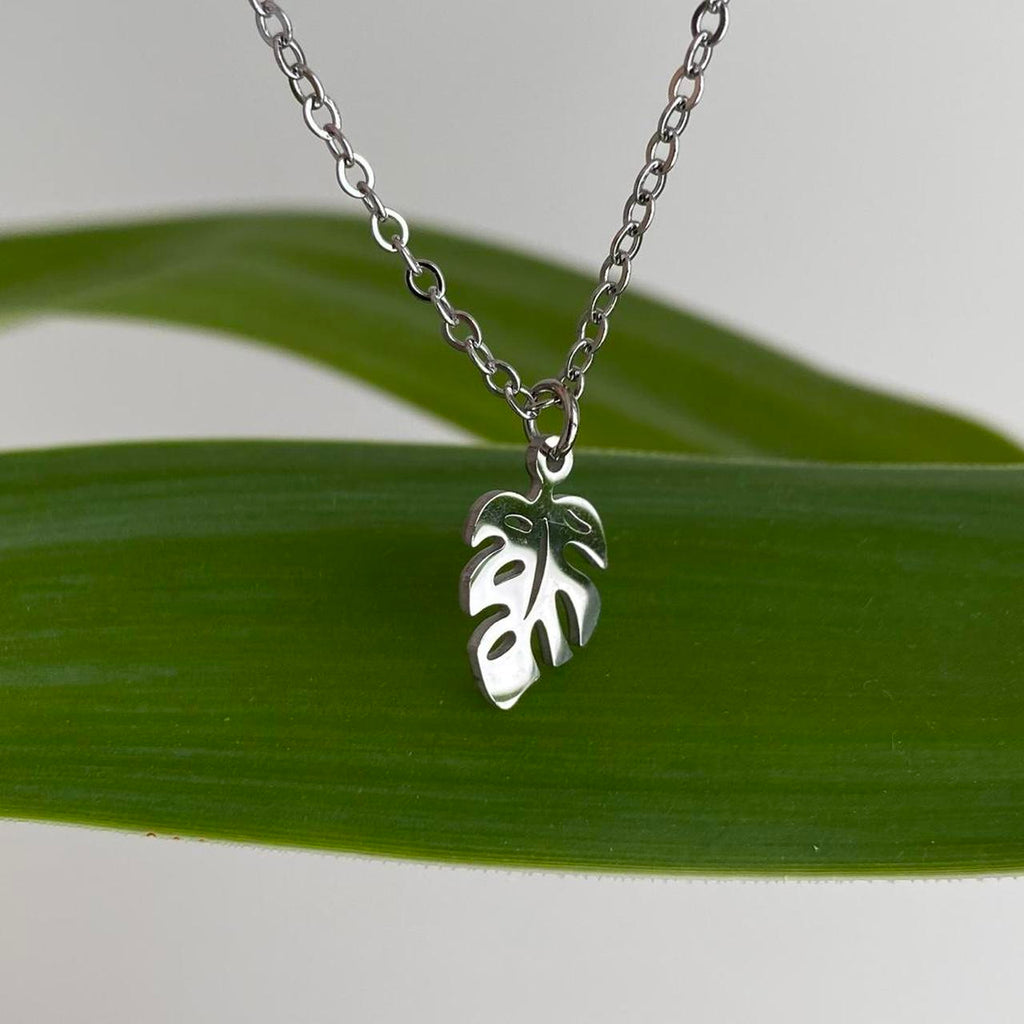 Silver Tropical Palm Tree Leaf Pendant Chain - Image 8